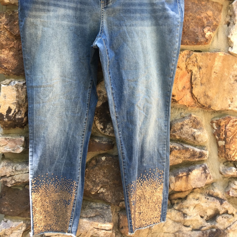 Ashley Stewart NWT blue jeans with sequins size 20